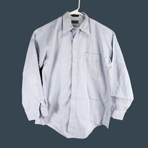 Men's Preswick & Moore Mens Regular Fit Blue Dress Shirt 16.5 34 100% Cotton